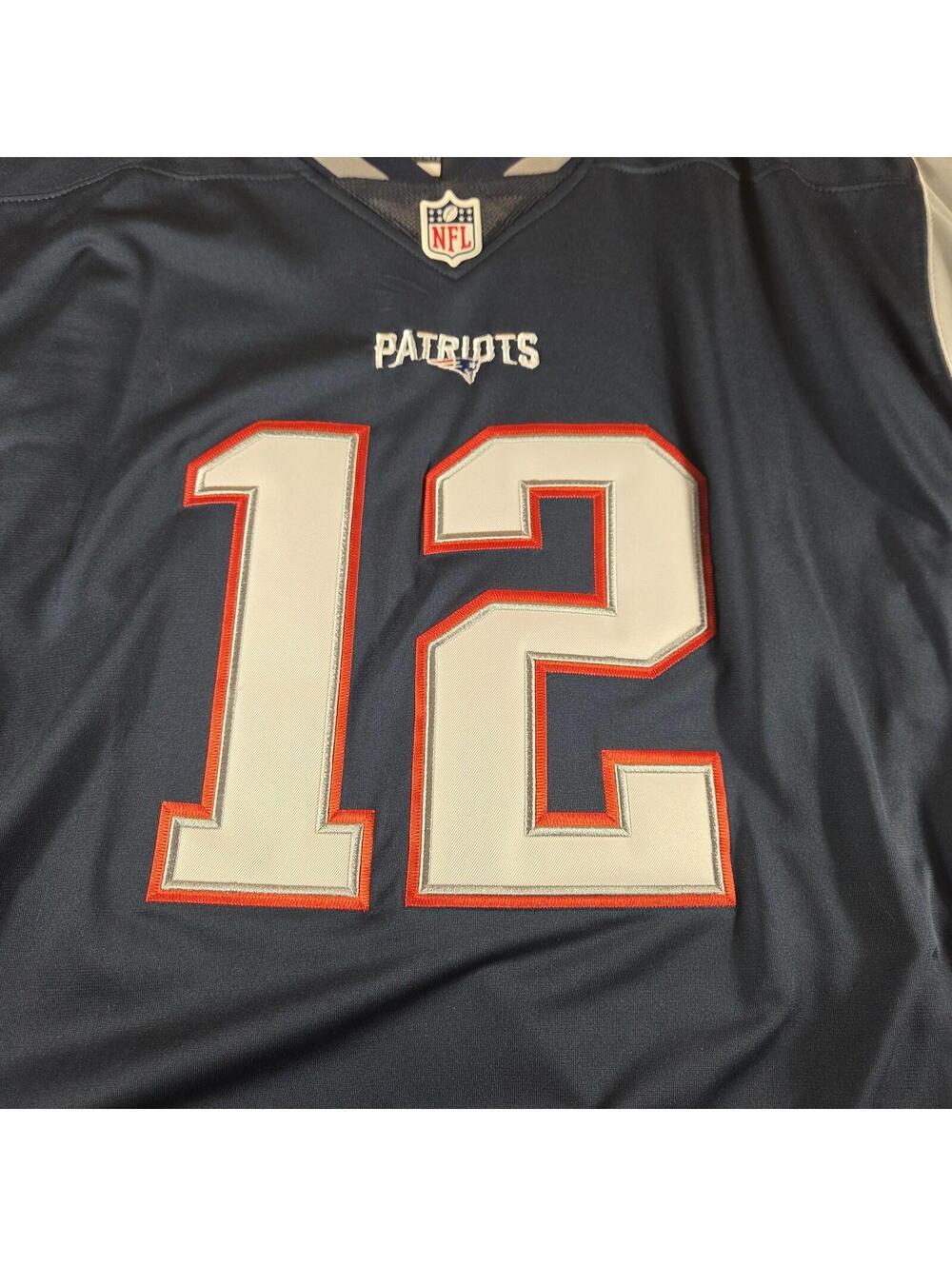 New England Patriots Jersey Mens 2XL Blue NFL Football Tom Brady 12 Nike - Picture 3 of 16